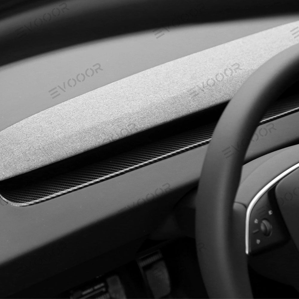 2024 Model 3 Highland Dashboard Cover Segmented Long Decorative Strip (Carbon Fiber Pattern ABS) for Tesla - Evooor
