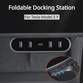 Model 3/Y USB Hub Folding Docking Station Center Console Under Screen for Tesla(2017-2023.9) - Evooor