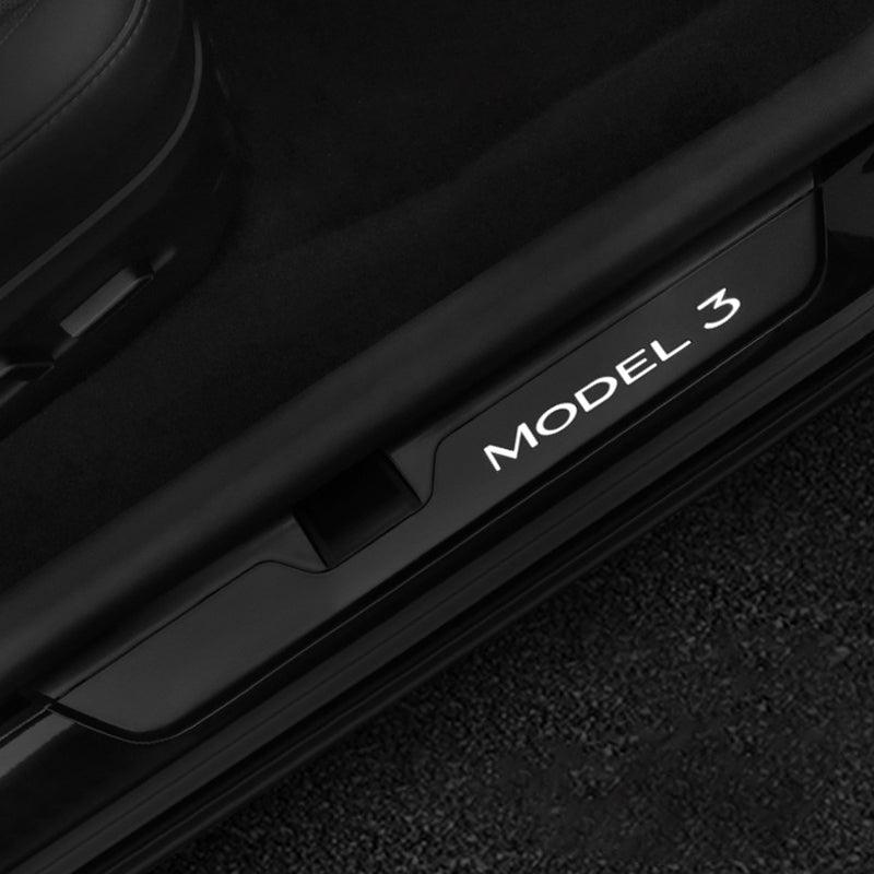 LED Illuminated Car Door Sill Guard Plate Kit for Tesla Models with Customized Lighting - Evooor
