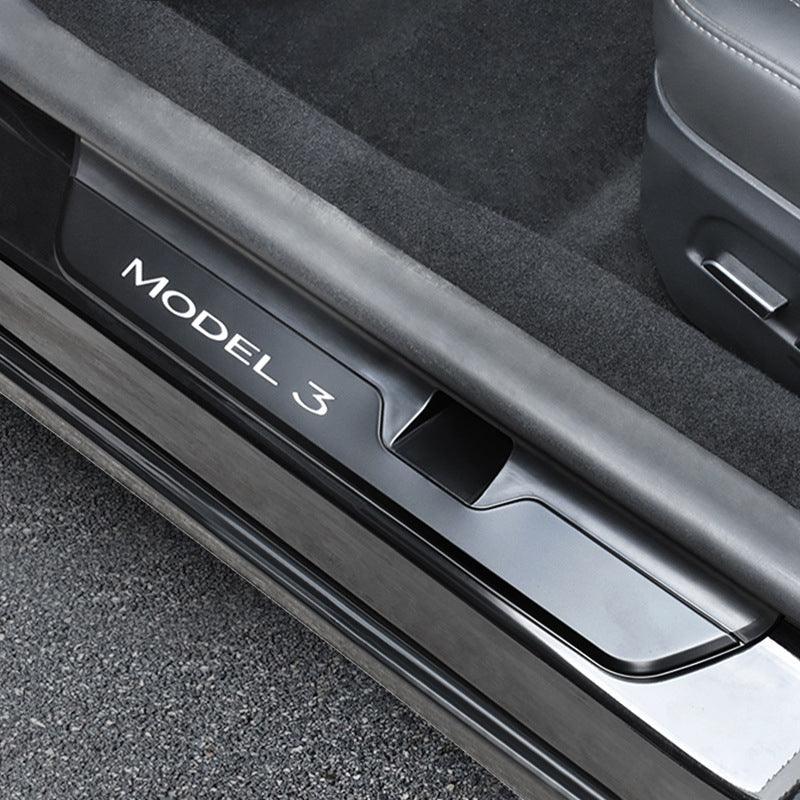 LED Illuminated Car Door Sill Guard Plate Kit for Tesla Models with Customized Lighting - Evooor