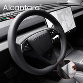 Tesla Alcantara Steering Wheel U-shaped Cover Sticker For 2024 Model 3 Highland - Evooor