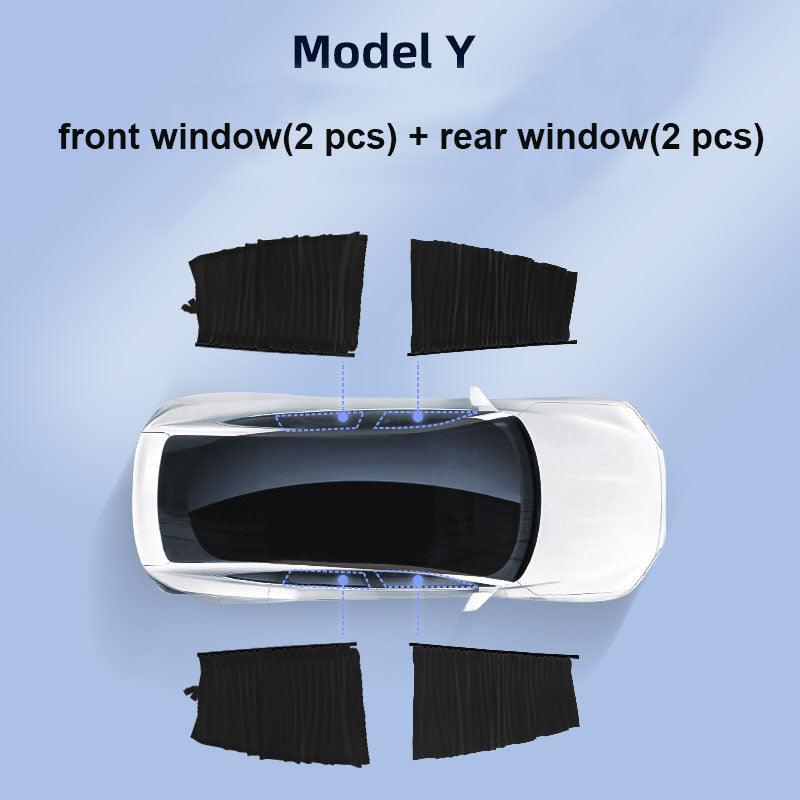 Tesla Side Window Track Slide Privacy Curtain Sunshade For Model 3/Y - Evooor