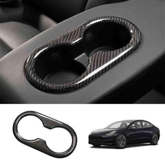 Model 3 Real Carbon Fiber Backseat Cup Holders Cover for Tesla(2017-2023) - Evooor