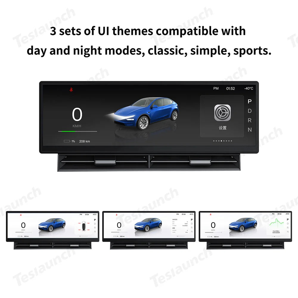 High Definition 10.88" Tesla Model 3/Y/Cybertruck Instrument Cluster Screen with Clear Display - Evooor