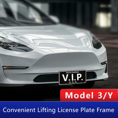 Model 3/Y No Drill Front License Plate Frame-Adjustable Movable License Plate Holder, License Plate Mount For Tesla(2017-2024) - Evooor