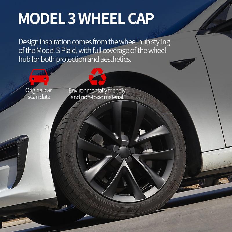 Model 3 Arachnid Wheel Cover 18 inch Sport Model S Plaid Version Wheel Cap 4PCS Matte For Tesla(2017-2023) - Evooor