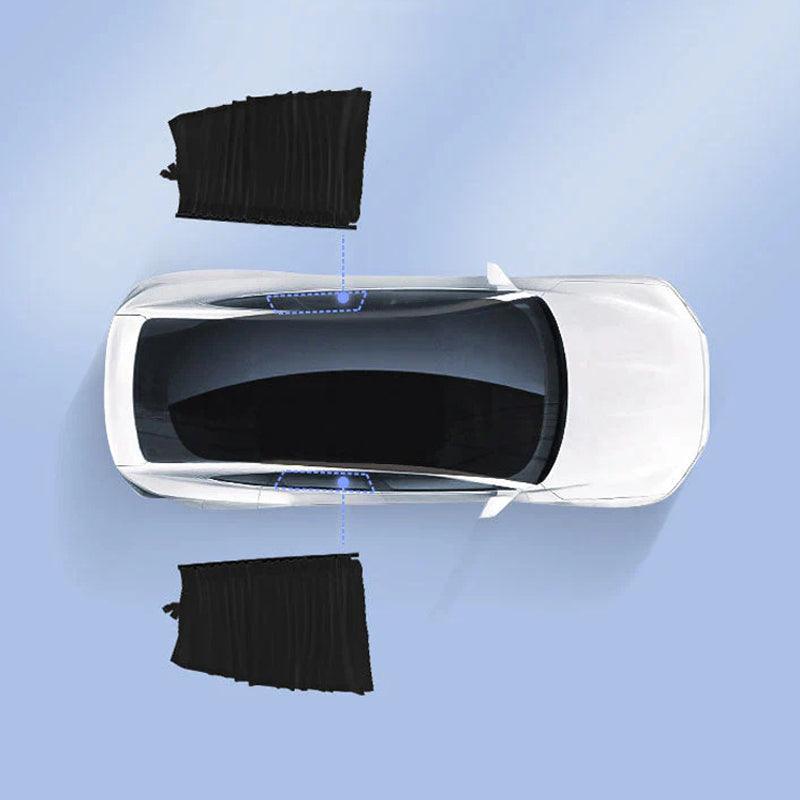 Tesla Side Window Track Slide Privacy Curtain Sunshade For Model 3/Y - Evooor