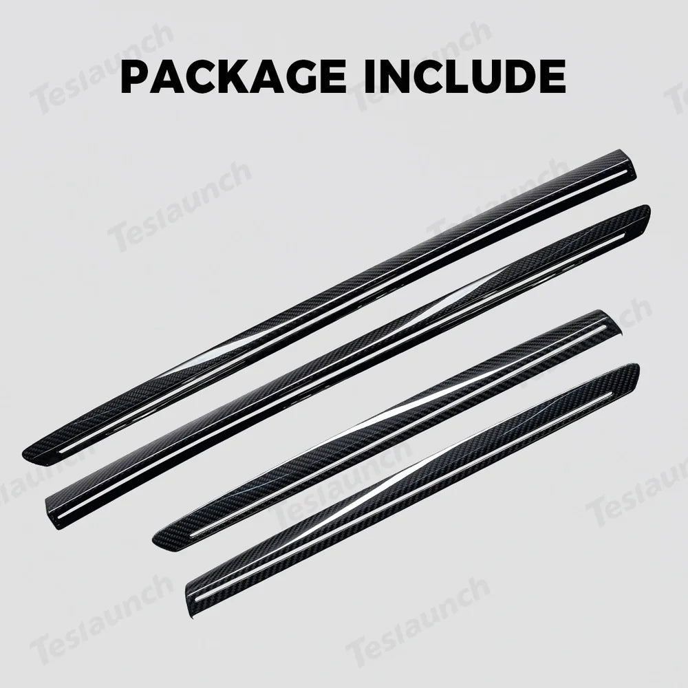 Glossy Carbon Fiber Door Panel Protectors for Tesla Model Y Juniper 2025+ (Set of 4) - Evooor