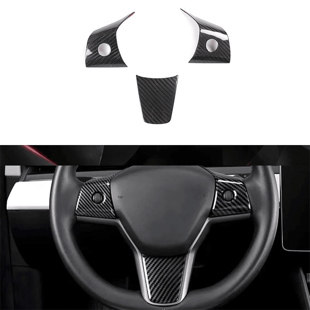 Enhanced Carbon Fiber Steering Wheel Trim for Tesla Model 3/Y (2017-2023) - Upgrade your Interior Styling with Premium ABS Finish - Evooor