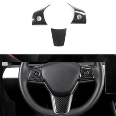 Enhanced Carbon Fiber Steering Wheel Trim for Tesla Model 3/Y (2017-2023) - Upgrade your Interior Styling with Premium ABS Finish - Evooor