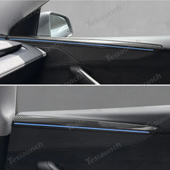 Glossy Carbon Fiber Door Panel Protectors for Tesla Model Y Juniper 2025+ (Set of 4) - Evooor