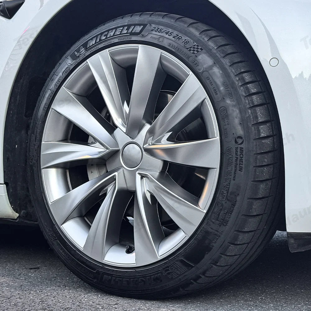 Aero Wheel Covers 18" for Tesla Model 3 (2017-2023) - Sleek Helix 2.0 Design (4-Pack) - Evooor