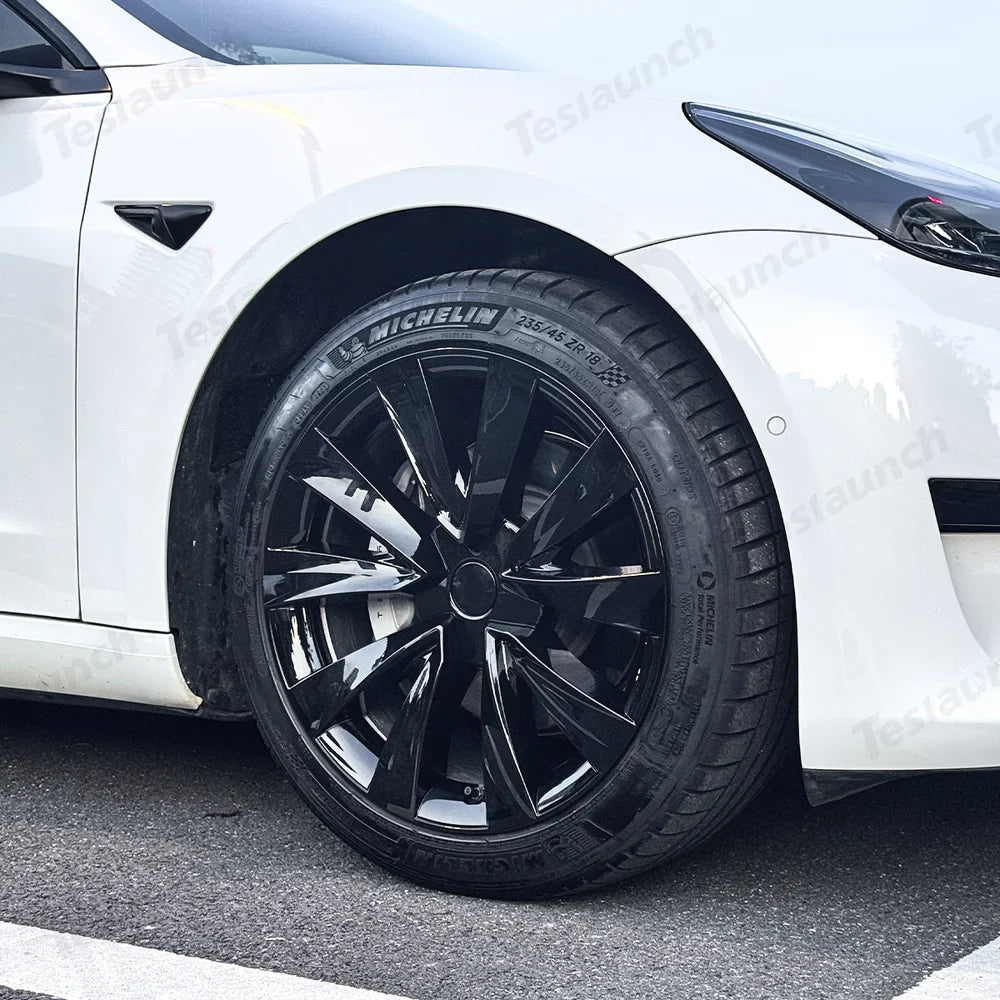 Aero Wheel Covers 18" for Tesla Model 3 (2017-2023) - Sleek Helix 2.0 Design (4-Pack) - Evooor