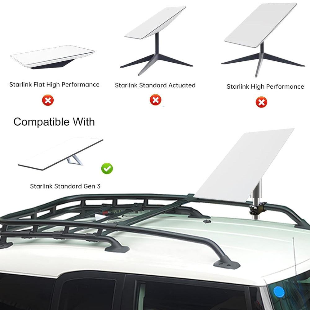 Universal Round Tube Roof Rack Mounting System for Starlink Gen 3 - Compatible with Any Vehicle - Evooor