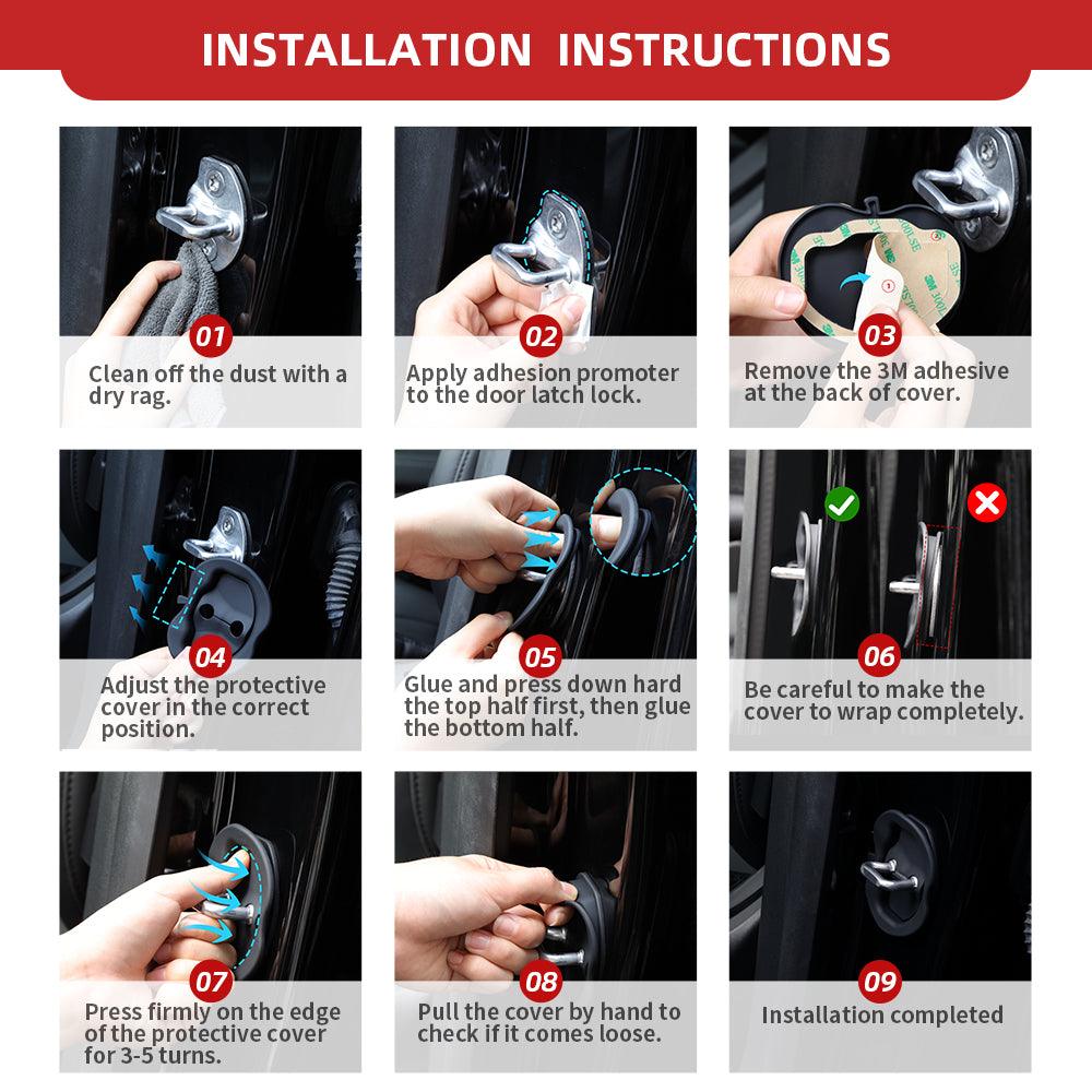 Tesla Model 3/Y Door Lock Latches Cover Fit Noise Reduction 4PCS - Evooor