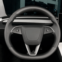 Glossy Carbon Fiber Steering Wheel Cover Upgrade for Tesla Model 3 Highland - Fits 2024+ - Evooor