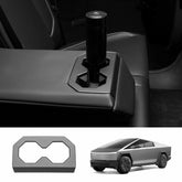 Black Carbon Fiber Pattern Rear Seat Cup Holder Trim Cover for Tesla Cybertruck - Evooor