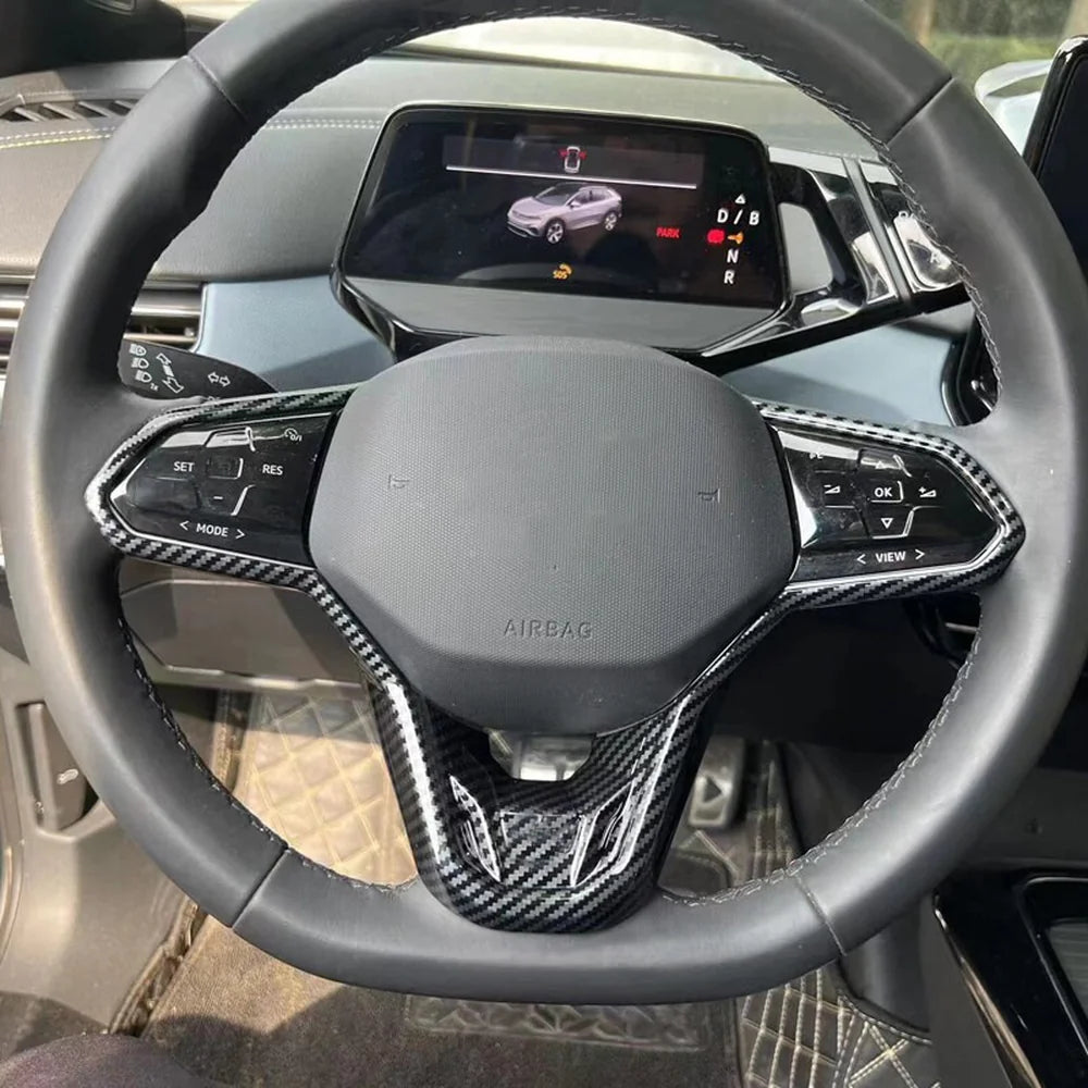 ABS Carbon Fiber Texture Steering Wheel Cover Trim Sticker For VW ID.3 - Evooor
