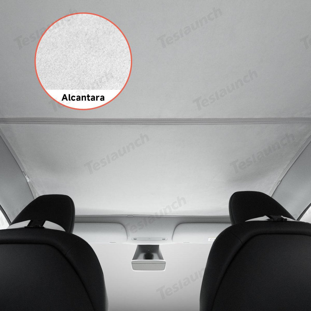 Alcantara Split Nano Ice Crystal Glass Roof Sunshade for Tesla Model Y Juniper 2025+ - Evooor