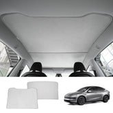 Alcantara Split Nano Ice Crystal Glass Roof Sunshade for Tesla Model Y Juniper 2025+ - Evooor