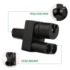 Electric Vehicle Charging Adapter Compatible with CCS2 to Tesla/NACS for Model 3, Model Y, Model S, and Model X - Evooor