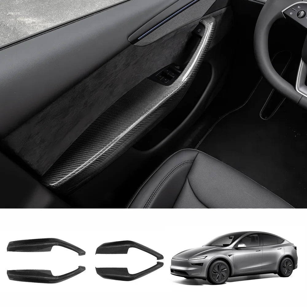 High-Quality Carbon Fiber Armrest Trims for Tesla Model Y Juniper 2025+ (Set of 4) - Evooor