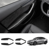 High-Quality Carbon Fiber Armrest Trims for Tesla Model Y Juniper 2025+ (Set of 4) - Evooor