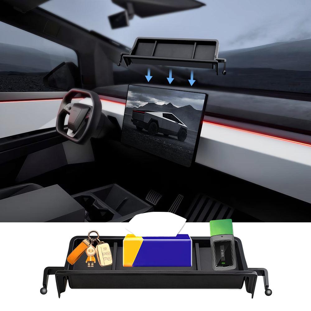 Behind Screen Storage Tray with Magnetic Phone Holder for Tesla Cybertruck - Evooor