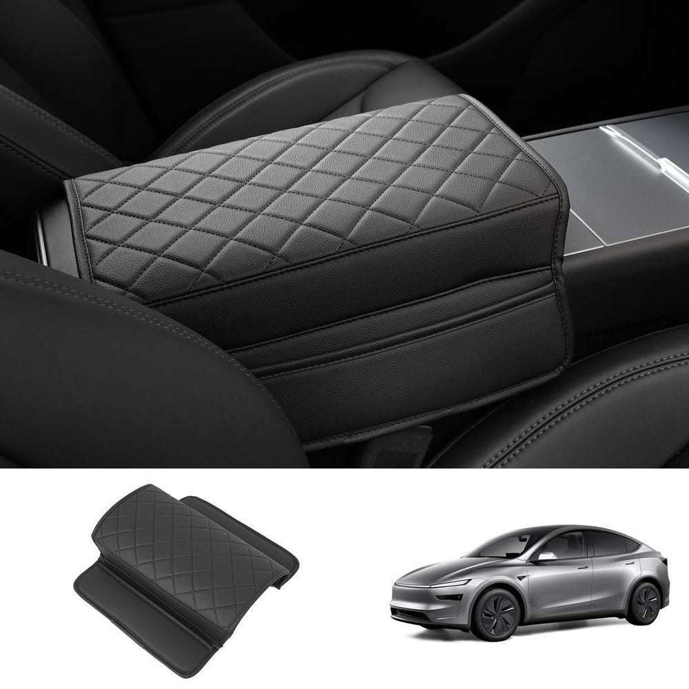 Leather Center Armrest Cover with Side Pockets for Tesla Model Y Juniper 2025+ - Evooor