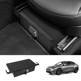 Front Under-Seat Fingerprint Anti-Theft Privacy Gunsafe Organizer Lockbox for Tesla Model Y(2020-2024) - Evooor
