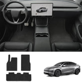 High-Quality Juniper Green 3-Piece Carpet Floor Mats Set for Tesla Model Y - Long-Lasting Protection and Style for 2025+ Models - Evooor