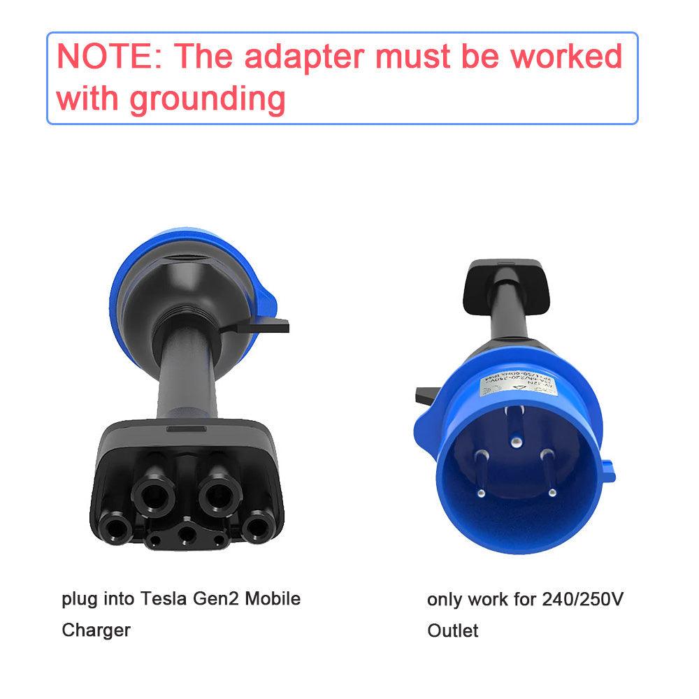 Model S/3/X/Y 3-Pin CEE to Tesla Adapter - 32A EV Charger Extension Cable for Tesla - Evooor