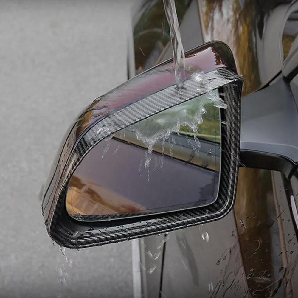 Tesla Model 3/Y Rear View Mirrors Rain Guards Set in Carbon Fiber Pattern ABS - 2 Pieces - Evooor