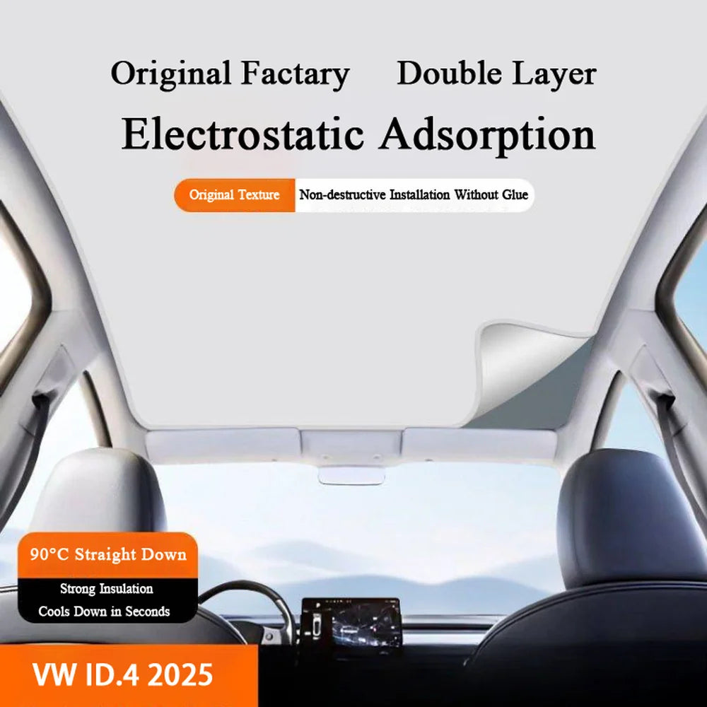 Chamois Leather/Woven Fabric Sunroof Sunshade For VW ID.4 2025 - Evooor