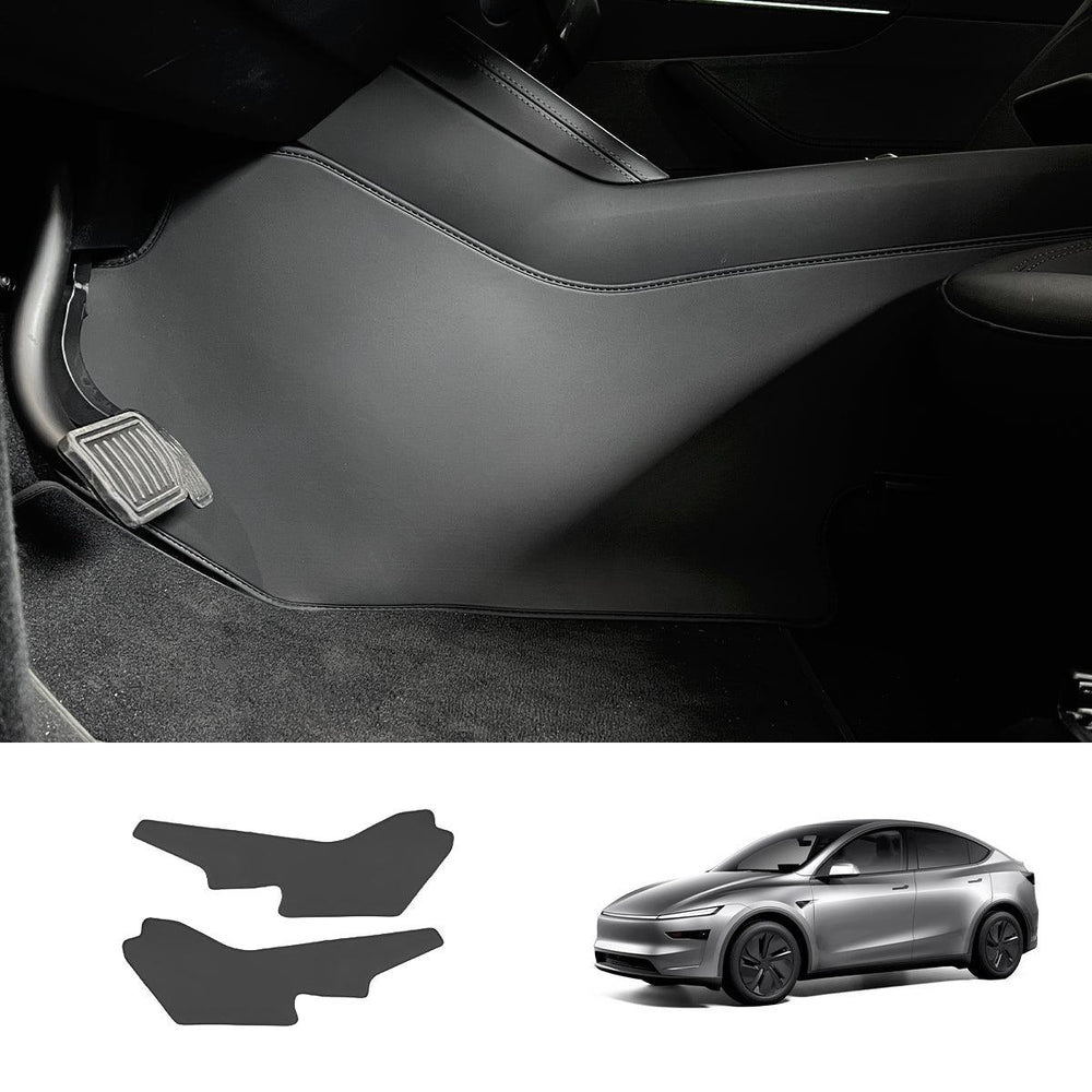 Extended-Length Center Console Side Kick Protection Pads -2-Piece Napa Leather Set for Tesla Model Y Juniper 2025+ - Evooor