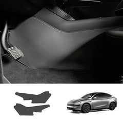 Extended-Length Center Console Side Kick Protection Pads -2-Piece Napa Leather Set for Tesla Model Y Juniper 2025+ - Evooor