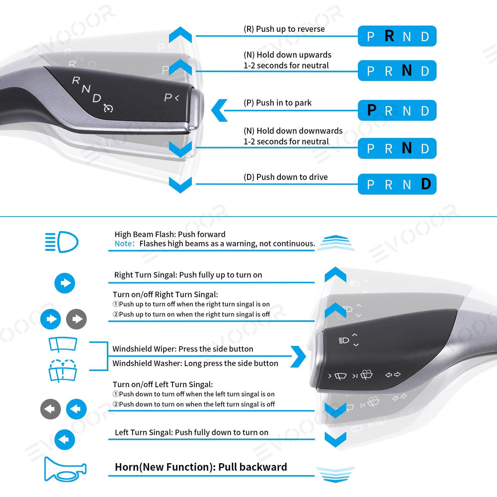 Model X/S OEM Style Gear Shift Stalk Switch Turn Signal Lever Kit for Tesla - Evooor