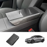 High-Quality Armrest Cover with Genuine Carbon Fiber for Tesla Model Y - Fits Juniper 2025+ Model Year - Evooor