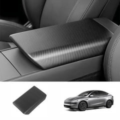 High-Quality Armrest Cover with Genuine Carbon Fiber for Tesla Model Y - Fits Juniper 2025+ Model Year - Evooor