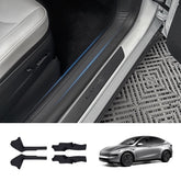 Napa Leather Door Sill Protectors 4-Piece Set – Full Coverage for Tesla Model Y Juniper 2025+ - Evooor