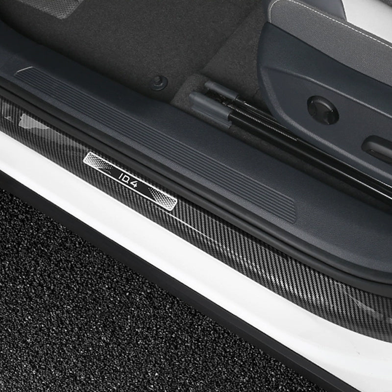 Leather Carbon Fiber Texture Door Sill For VW ID.4 2021-2025 - Evooor