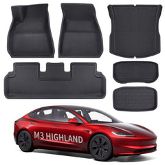 2024+ Model 3 Highland All Weather XPE Interior Floor Mats Cargo Liners Set for Tesla - Evooor