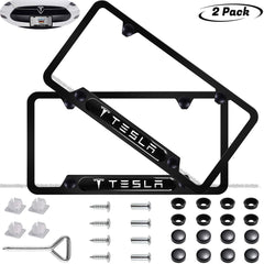 Tesla License Plate Frame 2-Pieces High-Grade Tesla tag License Frame US Car (1 Pair) - Evooor