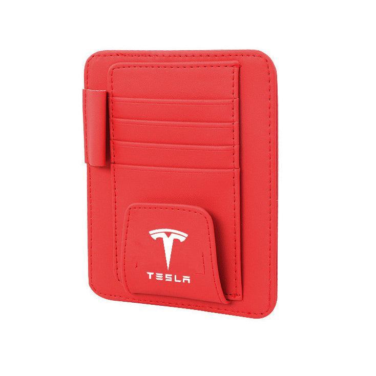 Leather Sun Visor Organizer For Tesla Models S/X/3/Y (2012-2023) - Evooor