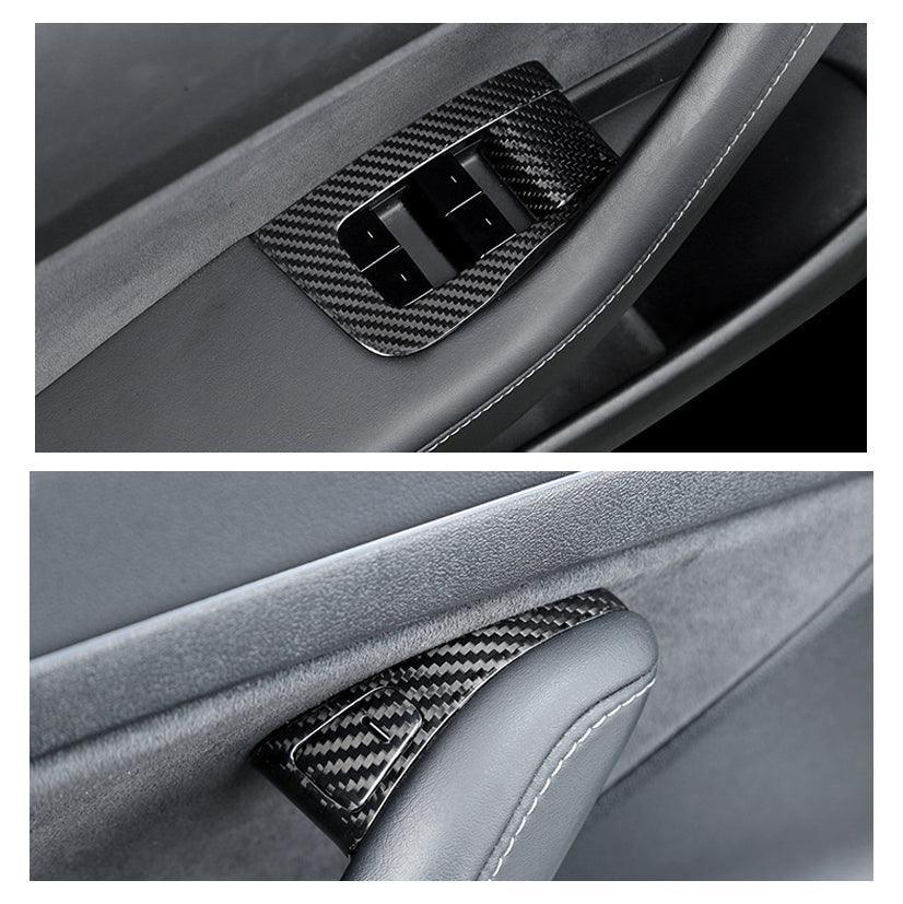 High-Quality Carbon Fiber Door Switch Covers for Tesla Model 3 and Model Y (Set of 12) - Evooor