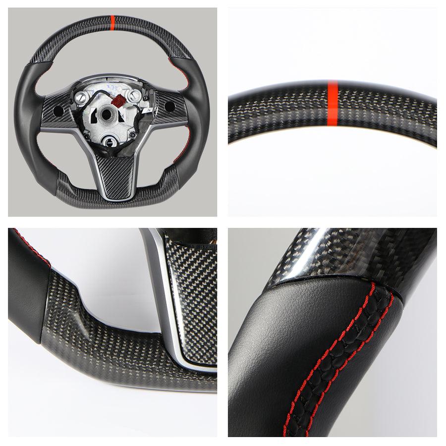 Performance Upgrade: Carbon Fiber Steering Wheel for Tesla Model 3/Y - Evooor