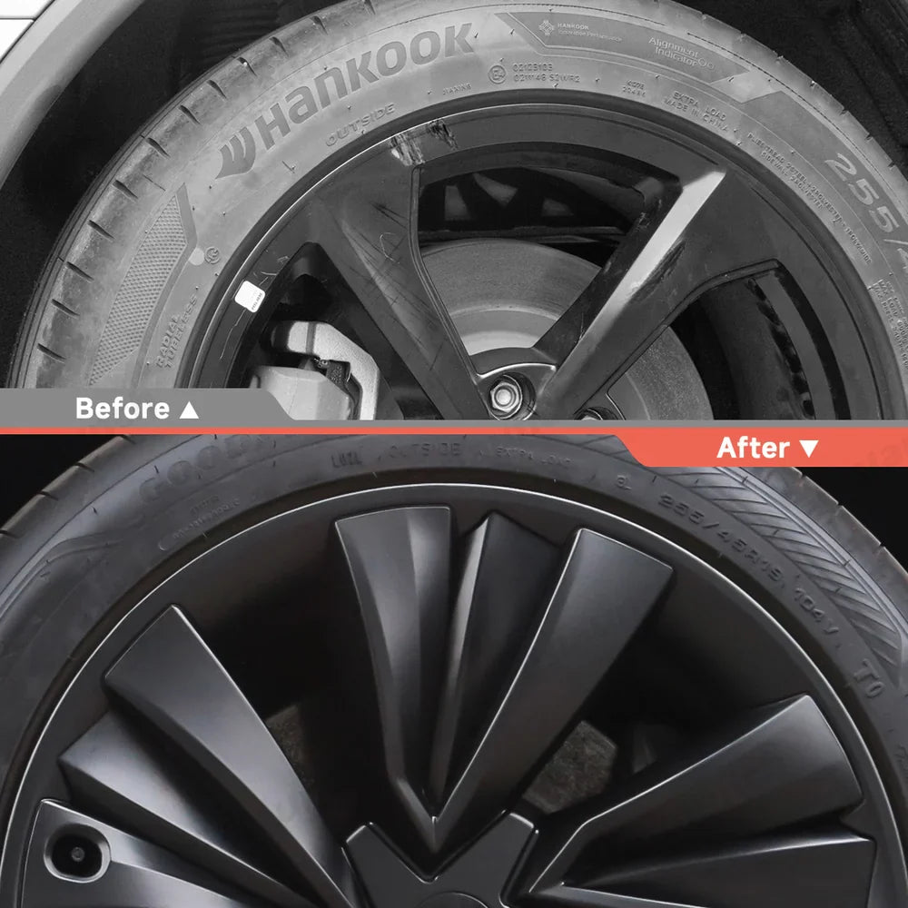 Turbine Style 19'' Crossflow Wheel Covers for Tesla Model Y 2025+ - Set of 4 Hubcaps - Evooor