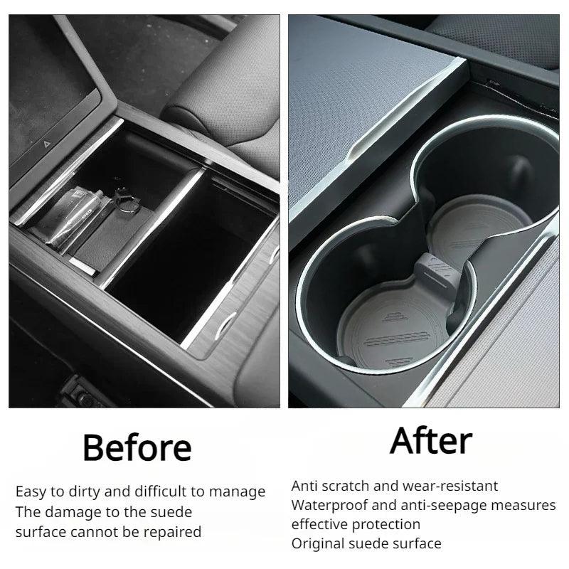 2024 Model 3 Highland Water Cup Holder Storage Box Console TPE Silicone Holder Cup Holder Insert for Tesla - Evooor