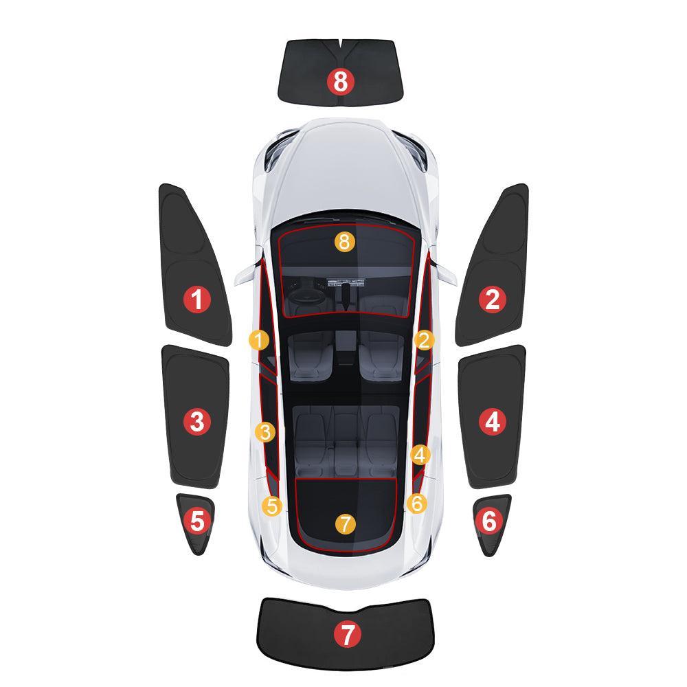 Privacy and Thermal Insulated Sunshades Curtains for Tesla Model 3(2017-2024) Sun Visor(fit for 2024 Model 3 Highland) - Evooor