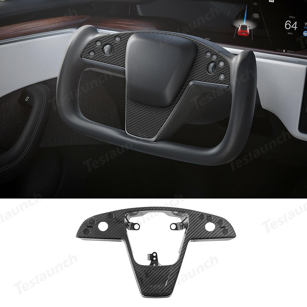 Premium Carbon Fiber Steering Wheel Cover Plate Panel for Tesla Model S/X (2021-2024) - Enhance and Protect Your Steering Wheel - Evooor
